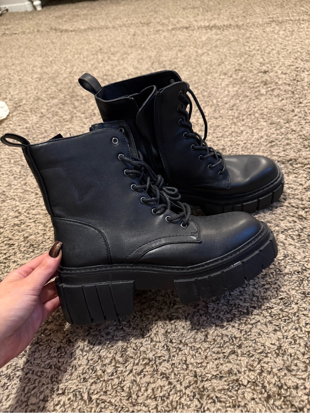 Madden Girl Black Chunky Platform Combat Boots